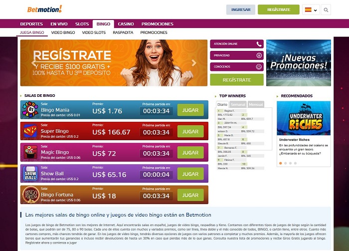 Betmotion bingo en linea Latinoamerica